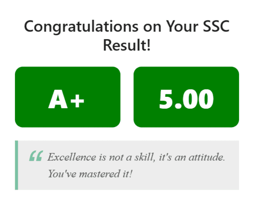 SSC GPA results with inspirational quote